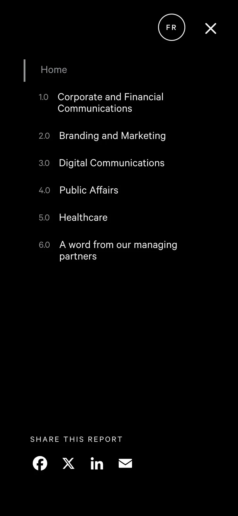Menu opened on mobile.